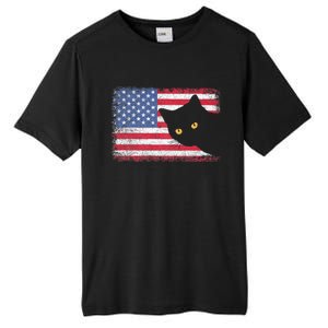 Usa Patriotic American Flag Us Cat Tall Fusion ChromaSoft Performance T-Shirt