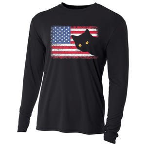 Usa Patriotic American Flag Us Cat Cooling Performance Long Sleeve Crew