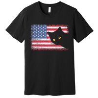 Usa Patriotic American Flag Us Cat Premium T-Shirt