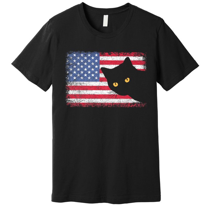 Usa Patriotic American Flag Us Cat Premium T-Shirt