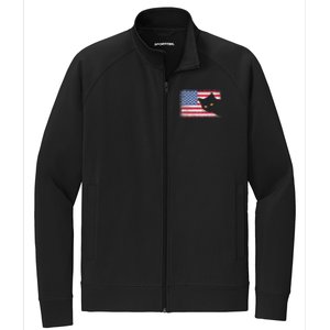 Usa Patriotic American Flag Us Cat Stretch Full-Zip Cadet Jacket