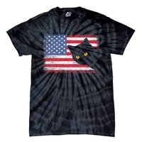 Usa Patriotic American Flag Us Cat Tie-Dye T-Shirt