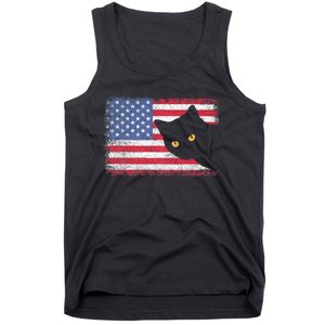 Usa Patriotic American Flag Us Cat Tank Top