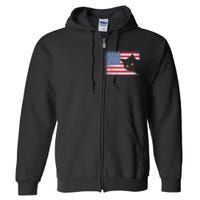 Usa Patriotic American Flag Us Cat Full Zip Hoodie