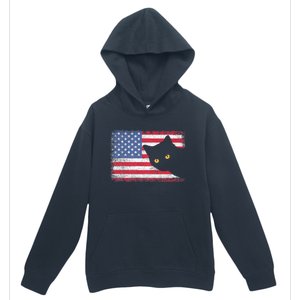 Usa Patriotic American Flag Us Cat Urban Pullover Hoodie