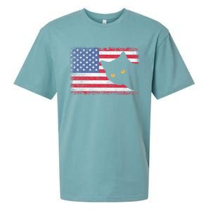 Usa Patriotic American Flag Us Cat Sueded Cloud Jersey T-Shirt