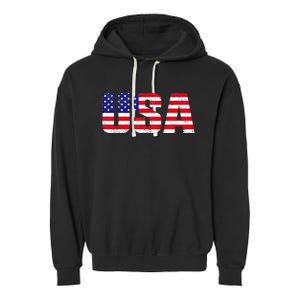 Usa Patriotic American Flag Garment-Dyed Fleece Hoodie