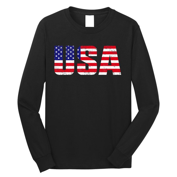 Usa Patriotic American Flag Long Sleeve Shirt