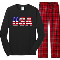 Usa Patriotic American Flag Long Sleeve Pajama Set