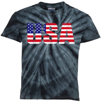 Usa Patriotic American Flag Kids Tie-Dye T-Shirt