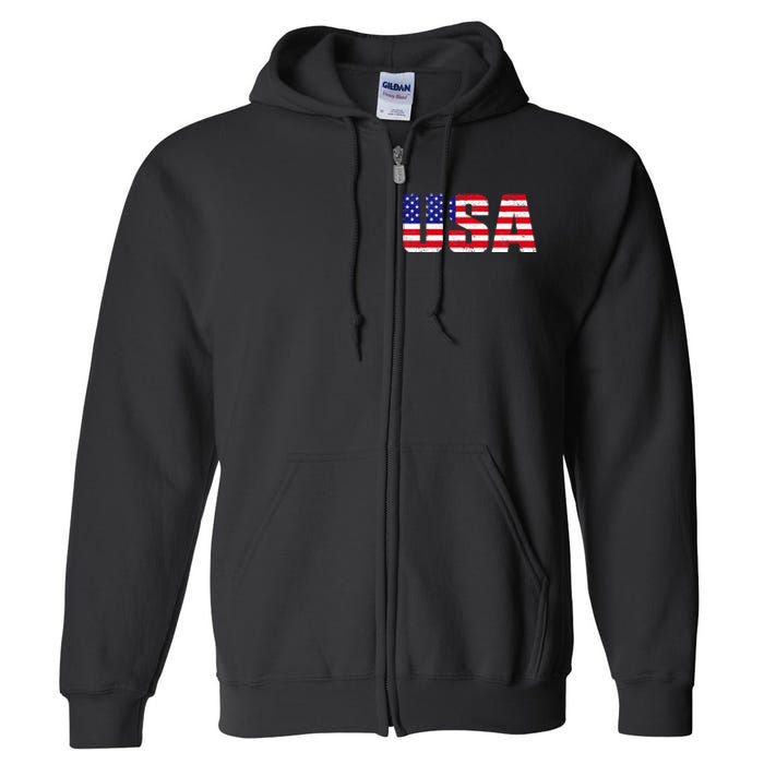 Usa Patriotic American Flag Full Zip Hoodie