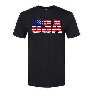 Usa Patriotic American Flag Softstyle CVC T-Shirt