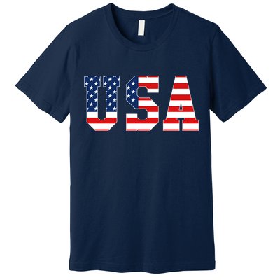 USA Patriotic American Flag Hoodie Red White Blue Premium T-Shirt