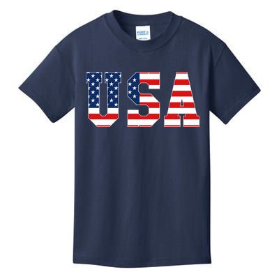 USA Patriotic American Flag Hoodie Red White Blue Kids T-Shirt