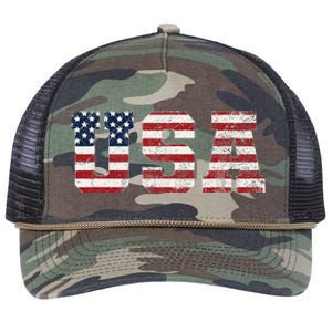 Usa Patriotic American Flag Retro Rope Trucker Hat Cap