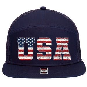 Usa Patriotic American Flag 7 Panel Mesh Trucker Snapback Hat