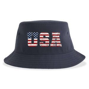 Usa Patriotic American Flag Sustainable Bucket Hat