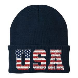 Usa Patriotic American Flag Knit Cap Winter Beanie