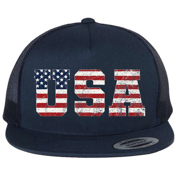 Usa Patriotic American Flag Flat Bill Trucker Hat