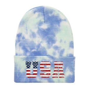 Usa Patriotic American Flag Tie Dye 12in Knit Beanie