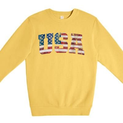 Usa Patriotic American Flag 4th Of July Premium Crewneck Sweatshirt