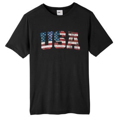 Usa Patriotic American Flag 4th Of July Tall Fusion ChromaSoft Performance T-Shirt