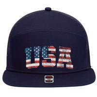 Usa Patriotic American Flag 4th Of July 7 Panel Mesh Trucker Snapback Hat
