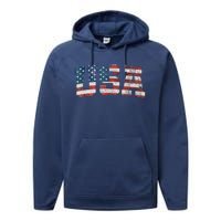 Usa Patriotic American Flag 4th Of July Performance Fleece Hoodie