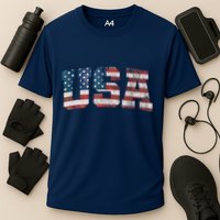 Usa Patriotic American Flag 4th Of July Cooling Performance Crew T-Shirt