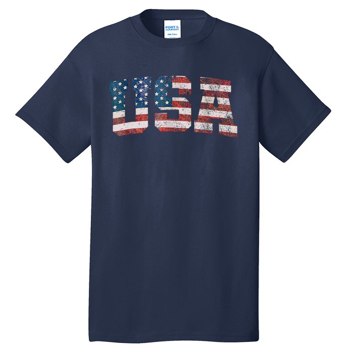 Usa Patriotic American Flag 4th Of July Tall T-Shirt