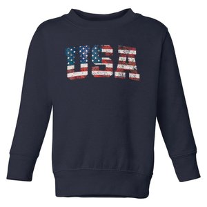 Usa Patriotic American Flag 4th Of July Toddler Sweatshirt