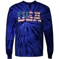 Usa Patriotic American Flag 4th Of July Tie-Dye Long Sleeve Shirt