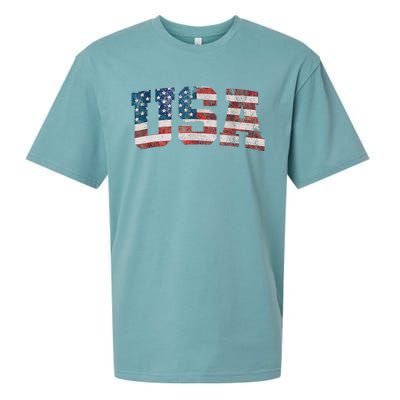 Usa Patriotic American Flag 4th Of July Sueded Cloud Jersey T-Shirt