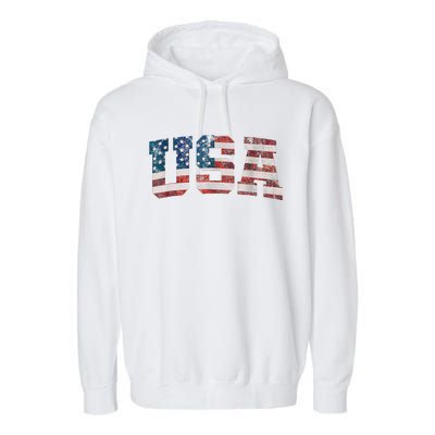 Usa Patriotic American Flag 4th Of July Garment-Dyed Fleece Hoodie