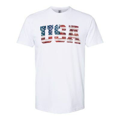 Usa Patriotic American Flag 4th Of July Softstyle CVC T-Shirt