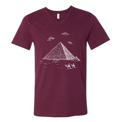 Ufo Pyramid Alien Cool V-Neck T-Shirt