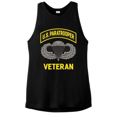 Us Paratrooper Airborne Division Army Veteran Cool Gift Ladies PosiCharge Tri-Blend Wicking Tank