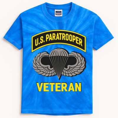 Us Paratrooper Airborne Division Army Veteran Cool Gift Kids Tie-Dye T-Shirt