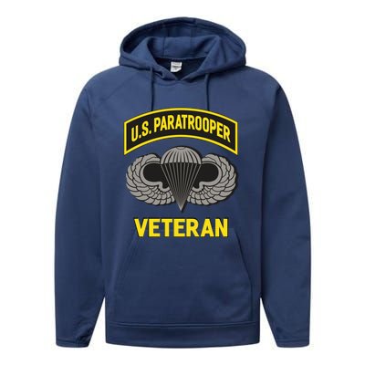 Us Paratrooper Airborne Division Army Veteran Cool Gift Performance Fleece Hoodie