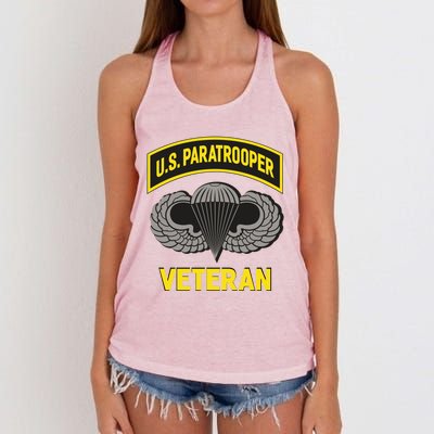 Us Paratrooper Airborne Division Army Veteran Cool Gift Women's Knotted Racerback Tank