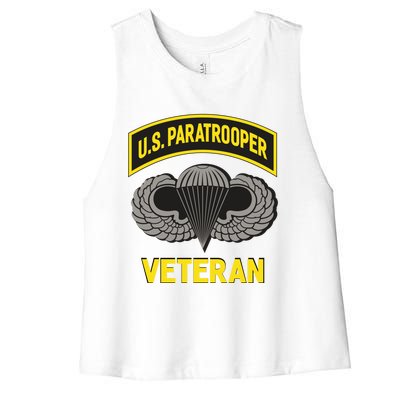 Us Paratrooper Airborne Division Army Veteran Cool Gift Women's Racerback Cropped Tank