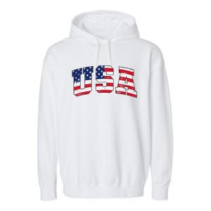 USA Patriotic American Flag US Garment-Dyed Fleece Hoodie