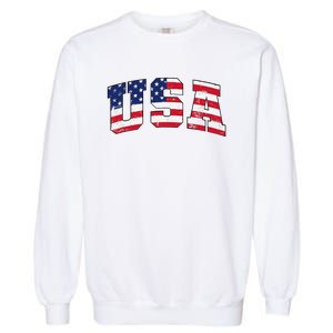 USA Patriotic American Flag US Garment-Dyed Sweatshirt