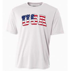 USA Patriotic American Flag US Cooling Performance Crew T-Shirt