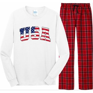 USA Patriotic American Flag US Long Sleeve Pajama Set