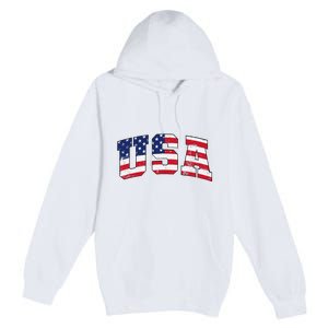 USA Patriotic American Flag US Premium Pullover Hoodie