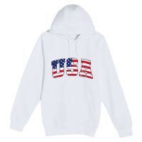 USA Patriotic American Flag US Premium Pullover Hoodie