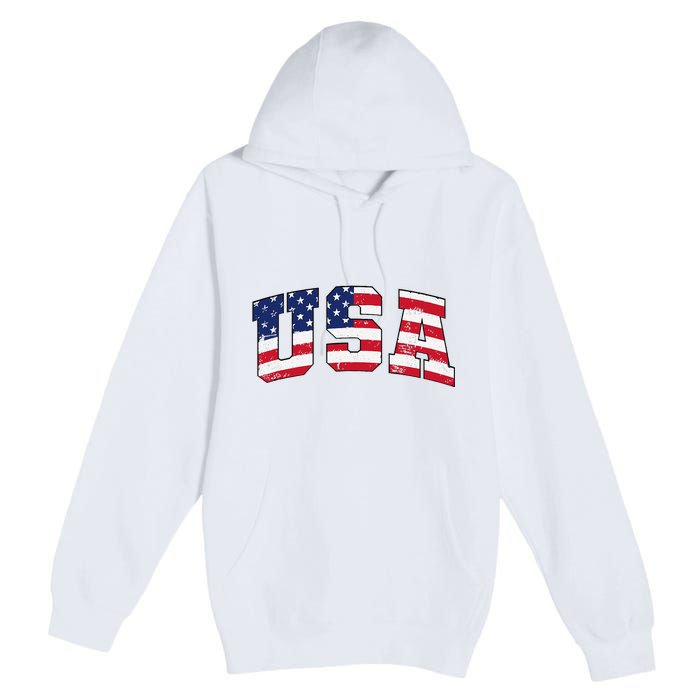 USA Patriotic American Flag US Premium Pullover Hoodie