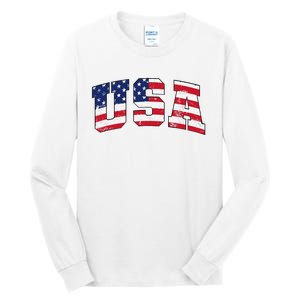 USA Patriotic American Flag US Tall Long Sleeve T-Shirt