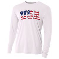 USA Patriotic American Flag US Cooling Performance Long Sleeve Crew